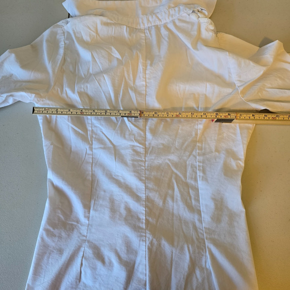 Signature by Larry Levine Button Down Blouse Women's L White Lace Accent - Picture 10 of 16